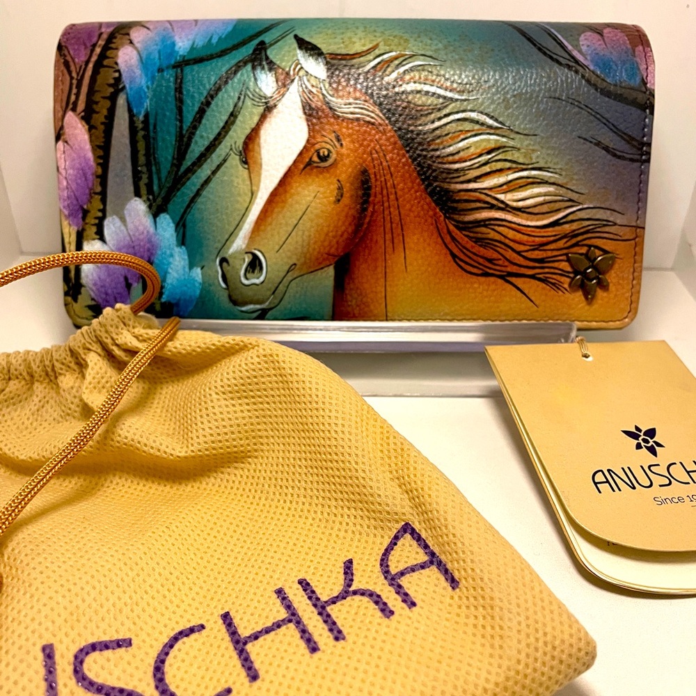 Hand painted long, wallet, horse design